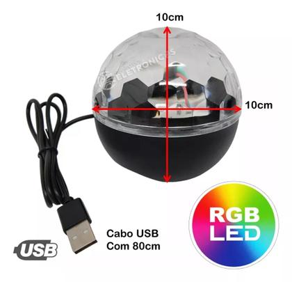 Imagem de Kit 2 Mini Bola Globo Super Iluminação LED Jogo De Luz Colorido Festas, Discoteca e DJ USB LEY2147