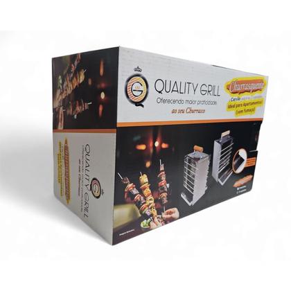 Imagem de Kit 2 Mini Churrasqueira Sem Fumaça Apartamento 6 Espetos