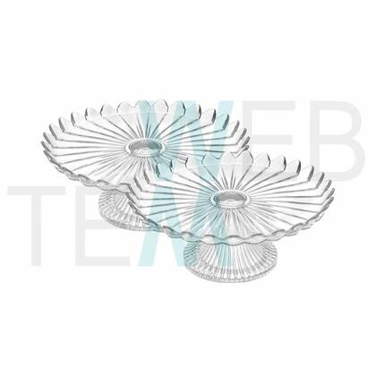 Imagem de Kit 2 Mini Pratos de Vidro Com Pé Pétala Jasmin Vitazza: Para Bolo, Doces, Sobremesa, Decoração Cozinha, Mesa Postas, Festas, Opção Sustentável