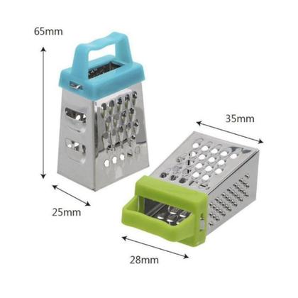 Imagem de Kit 2 Mini Ralador Inox 4 Faces p/ Queijos e Legumes 9cm