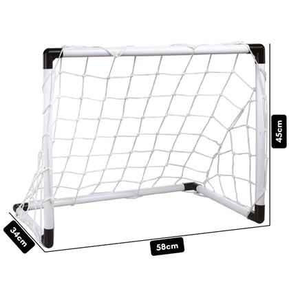 Imagem de Kit 2 Mini Traves Futebol Infantil Golzinho Gol com Bola e Bomba Brinquedo Jogo Chute a Gol