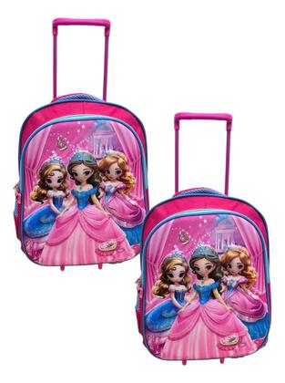 Imagem de Kit 2 Mochila De Carrinho Costas Escolar Desenho boneca princesa para menina e menino Alto Relevo 3d