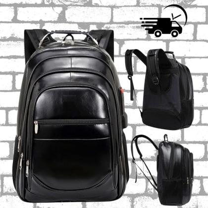 Imagem de Kit 2 Mochila De Couro Grande Resistente Reforçada Trabalho Faculdade