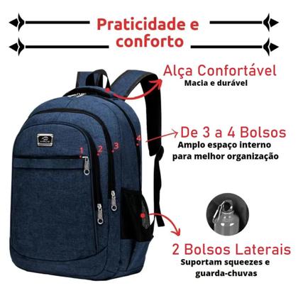 Imagem de Kit 2 Mochila Viagem Casual Faculdade Resistente Impermeável Masculina Feminina - Cor Aleatória
