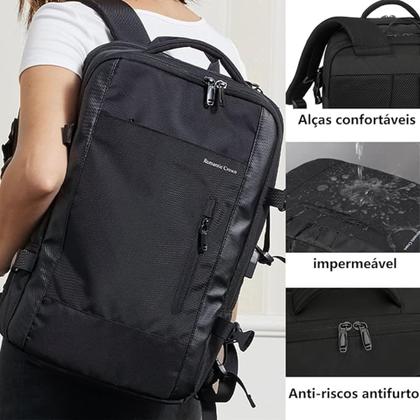 Imagem de kit 2 Mochilas Executiva Expansível 40L Notebook Viagem Usb Trabalho