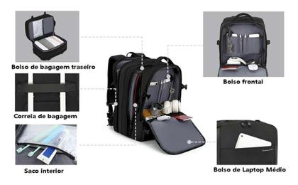 Imagem de kit 2 Mochilas Executiva Expansível 40L Notebook Viagem Usb Trabalho