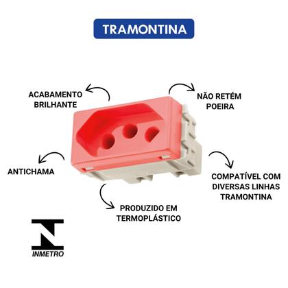 Imagem de Kit 2 Módulos Tomada 2p+t 20a/250v Liz Vermelho Tramontina