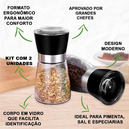 Imagem de Kit 2 Moedor de Especiarias Temperos Sal e Pimenta Cerâmica