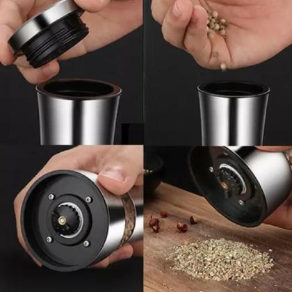 Imagem de Kit 2 Moedores de Pimenta Sal Temperos Aço Inox Manual