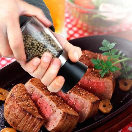 Imagem de Kit 2 Moedores de Temperos 170ml Lyor em Vidro com Moinhos de Cerâmica e Tampas Pretas