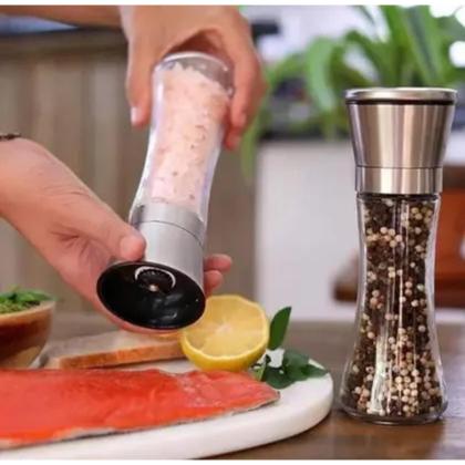 Imagem de Kit 2 Moedores Manual de Pimenta e Sal em Aço Inox Gourmet