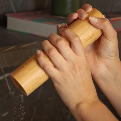 Imagem de Kit 2 Moedores Sal Pimenta Temperos 100% Bambú Paramount