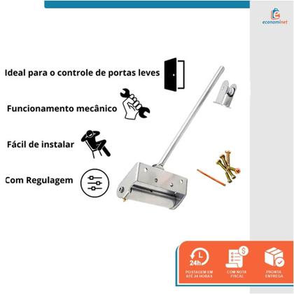 Imagem de Kit 2 Mola Aérea Prata Fechamento Automatico Porta Leve