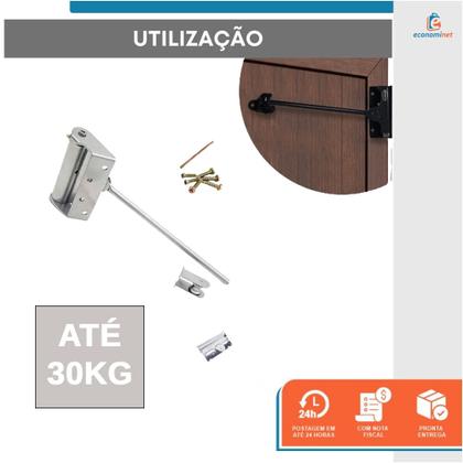 Imagem de Kit 2 Mola Aérea Prata Fechamento Automatico Porta Leve