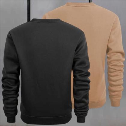 Imagem de Kit 2 Moletom Careca Masculino Gola Redonda Paris Minamilista Estampado Estiloso Blusa De Frio Casaco