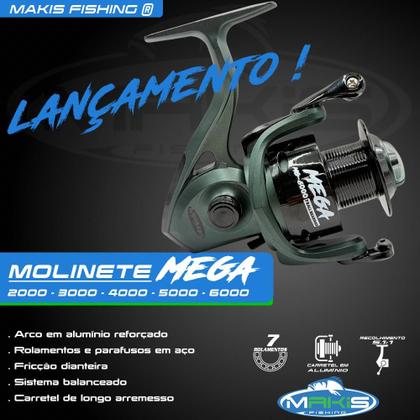 Imagem de Kit 2 Molinetes Mega 4000 2 Varas Fibra De Vidro 40lbs