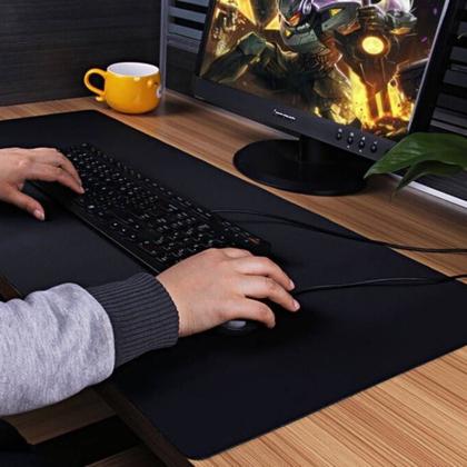 Imagem de Kit 2 Mouse Pad Extra Grande 120x60cm Setup Gamer Jogos Sintético Slim Preto Impermeavel