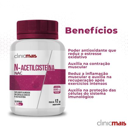 Imagem de Kit 2 NAC cisteina 600mg ClinicMais