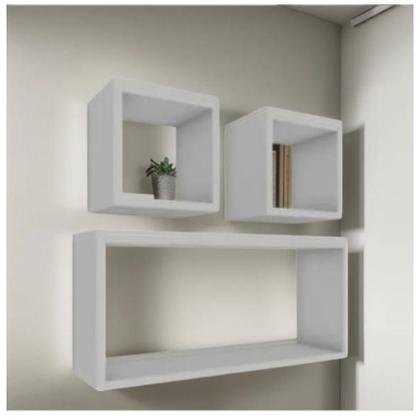 Imagem de Kit 2 Nicho Quadrado e Retangular MDF Acabamento Fosco Tx Otima Durabilidade Decorativo Moderno