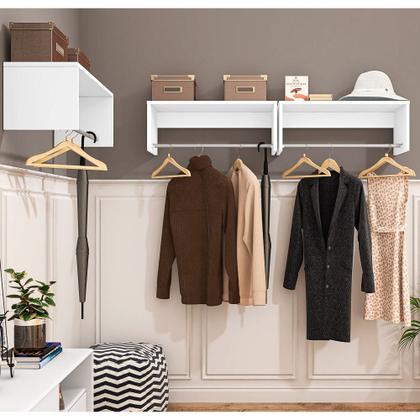 Imagem de Kit 2 Nichos Cabideiros Suspensos Berlim Branco - Lumil Móveis