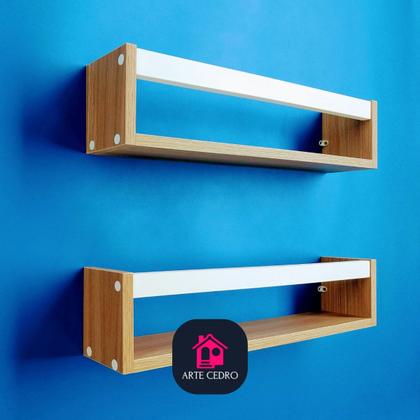 Imagem de Kit 2 Nichos Porta Livros Infantis Prateleira Organizadora de Bonecos Estante de Brinquedos Ripa Mdf madeira 55 cm