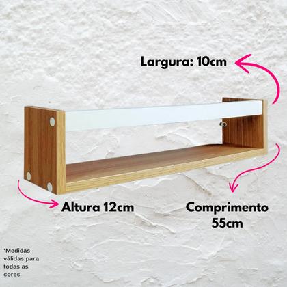 Imagem de Kit 2 Nichos Porta Livros Infantis Prateleira Organizadora de Bonecos Estante de Brinquedos Ripa Mdf madeira 55 cm
