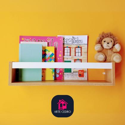 Imagem de Kit 2 Nichos Porta Livros Infantis Prateleira Organizadora de Bonecos Estante de Brinquedos Ripa Mdf madeira 55 cm