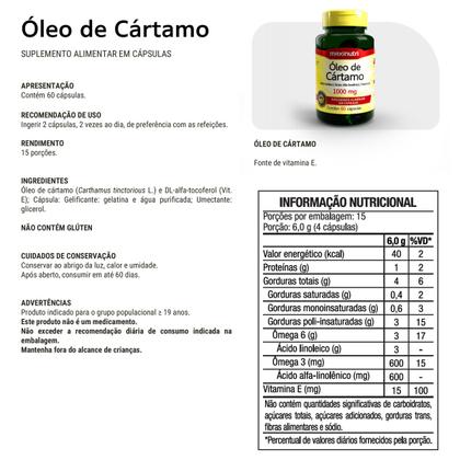 Imagem de Kit 2 Óleo de Cartamo 1000mg com 60 Capsulas Maxinutri