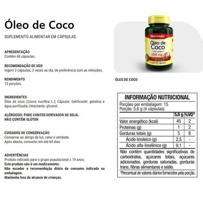 Imagem de Kit 2 Óleo de Coco Extra Virgem 60 Capsulas 1000mg Maxinutri