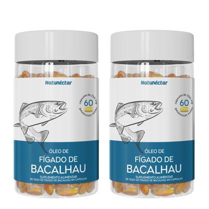 Imagem de Kit 2 Óleo de Fígado de Bacalhau 120 Cápsulas Natunéctar Vitamina A e D