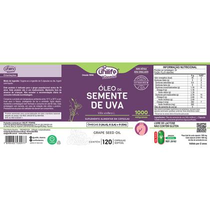 Imagem de Kit 2 Óleo de Semente de Uva Unilife 120 Cápsulas 1000mg