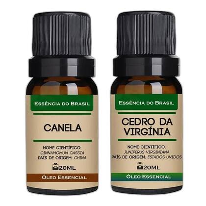 Imagem de Kit 2 Óleos Essenciais 20Ml Canela + Cedro Da Virgínia Puro