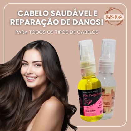 Imagem de Kit 2 óleos reparadores com óleo pós progressiva e óleo de coco para hidratação, nutrição e brilho
