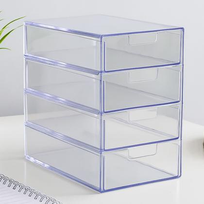 Imagem de Kit 2 Organizador 4 Gavetas Divisórias Maquiagem Acrilico Transparente