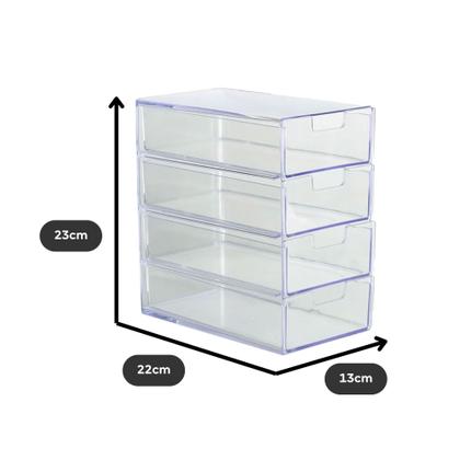 Imagem de Kit 2 Organizador 4 Gavetas Divisórias Maquiagem Acrilico Transparente