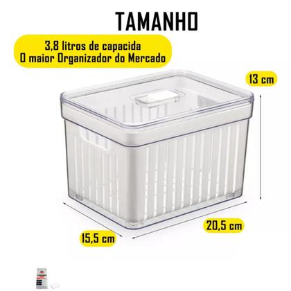 Imagem de Kit 2 Organizador de Geladeira  Cesto Com Tampa Multiuso
