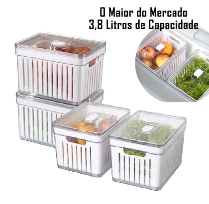 Imagem de Kit 2 Organizador de Geladeira  Cesto Com Tampa Multiuso