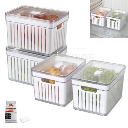Imagem de Kit 2 Organizador de Geladeira  Cesto Com Tampa Multiuso