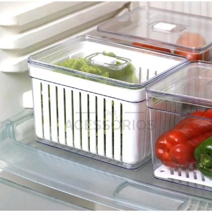 Imagem de Kit 2 Organizador de Geladeira  Cesto Com Tampa Multiuso