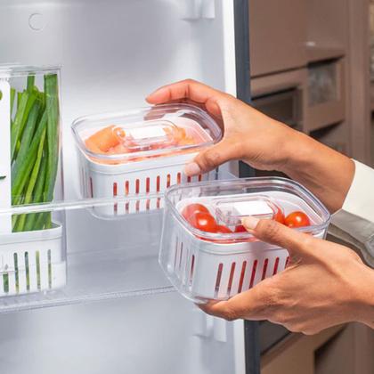 Imagem de Kit 2 Organizador De Geladeira Ou Clear Fresh 650ml Natural