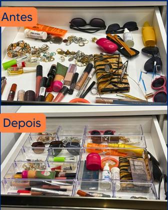 Imagem de Kit 2 Organizadores Acrílico Cristal Modular Gaveta Cozinha Talher Utensílios M