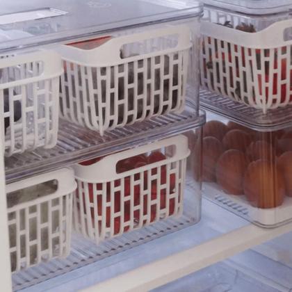Imagem de Kit 2 Organizadores Caixas de Geladeira 6,7L Coza Dry Frutas 4 Cestos Escorredores