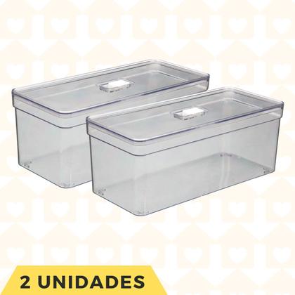 Imagem de Kit 2 Organizadores Com Tampa e Cesta Retangular Transparente