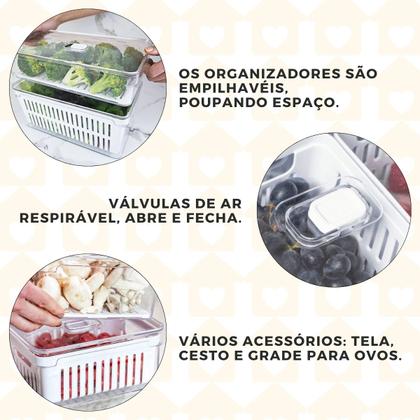 Imagem de Kit 2 Organizadores Com Tampa e Cesta Retangular Transparente