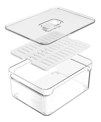 Imagem de Kit 2 Organizadores De Geladeira 2,2L E Porta Frios Duplo Ou