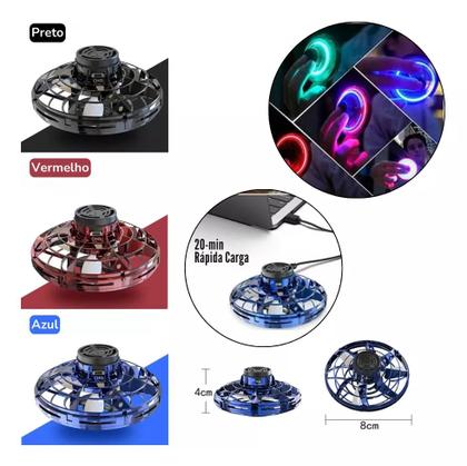 Imagem de Kit 2 Ovini Disco Voador Spinner de Brinquedo Led Boomerang