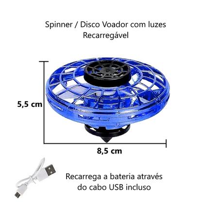 Imagem de Kit 2 Ovini Disco Voador Spinner de Brinquedo Led Boomerang