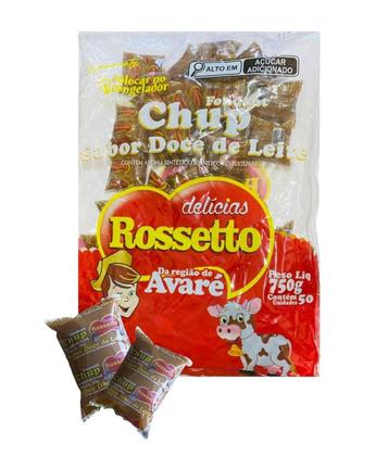 Imagem de Kit 2 Pacotes Chup Doce De Leite Rosseto 1,5Kg Com 50 Un