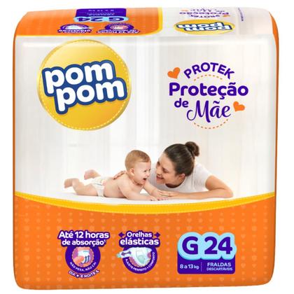 Imagem de Kit 2 Pacotes de Fraldas Descartável Infantil Pom Pom Protek