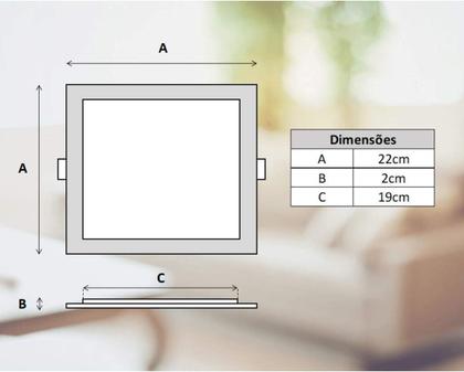 Imagem de Kit 2 Paflons Ilumimax 18W 4000K 1818Ah Embutir Quadrado